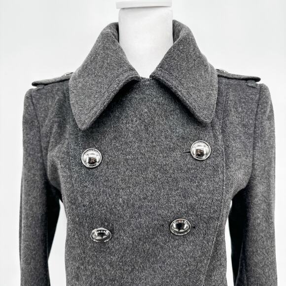 Burberry Coat Wool Pea Cashmere Grey Winter Plaid Ladies Jacket Check 8 - Picture 9 of 12